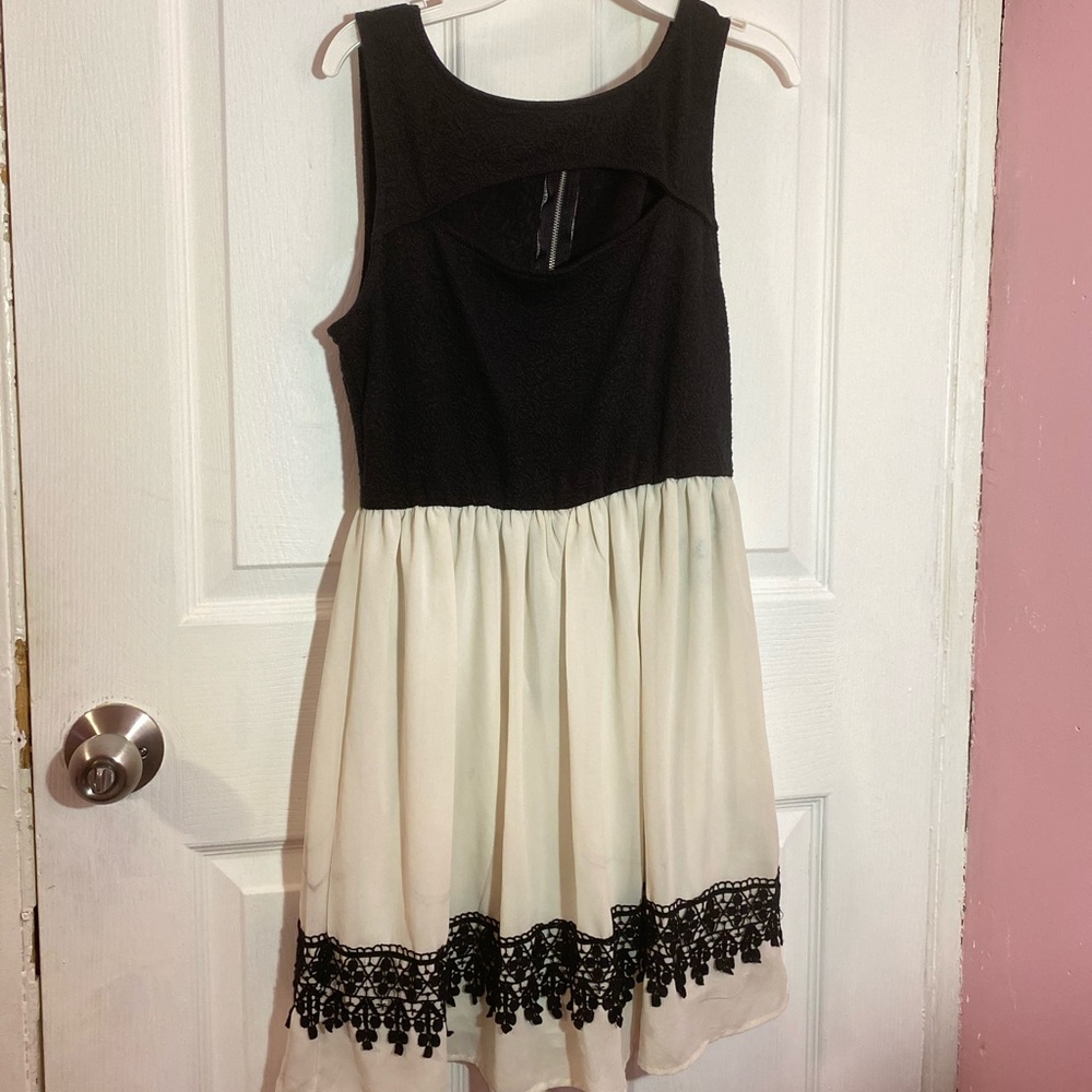 Open Chest Black And Cream Rewind Skate Dress